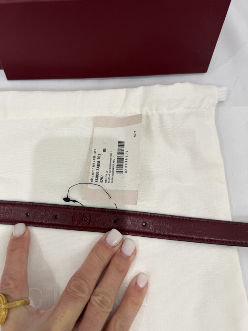 Gucci Interlocking G Guccissima Rosso Ancora Belt 85 NWT - Picture 3 of 3